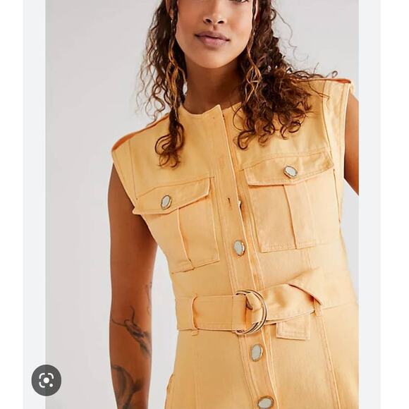 New Free People ANTHROPOLOGIE Significant Other Monty Jumpsuit $324 US 2 Orange - Picture 7 of 8